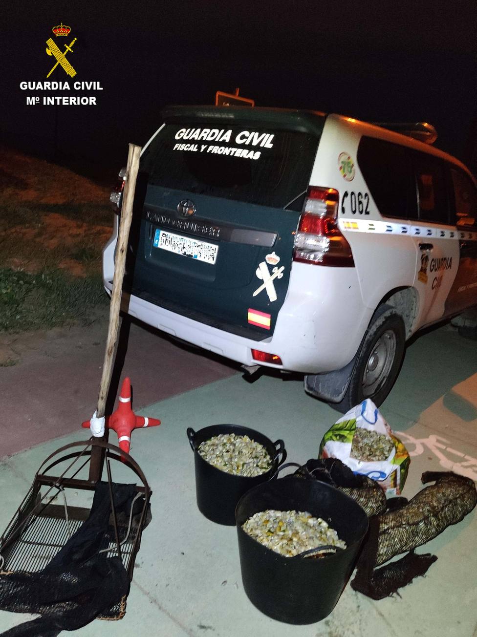 La Guardia Civil interviene 250 kilos de coquinas en Ayamonte