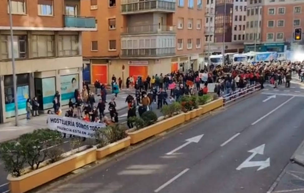 Manifestación de hosteleros en Palencia
