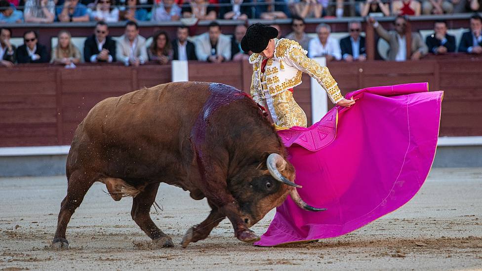 Media verónica a pies juntos de Christian Parejo al toro de su confirmación en Las Ventas