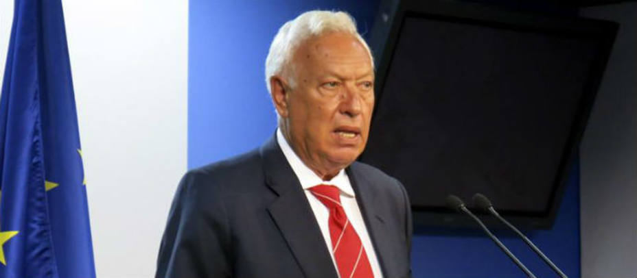 José Manuel García-Margallo, durante la rueda de prensa en Bruselas. EFE