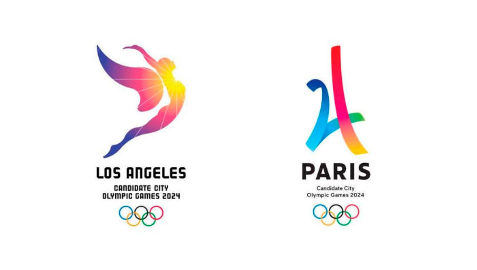 Logotipos de las candidaturas de Los Ángeles y París