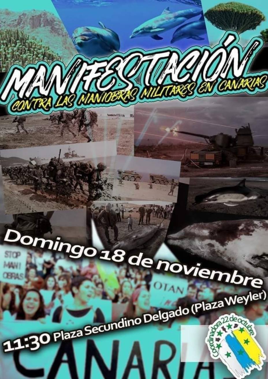 La Coordinadora 22 de octubre convoca una manifestación contra las maniobras militares de la OTAN en Canarias