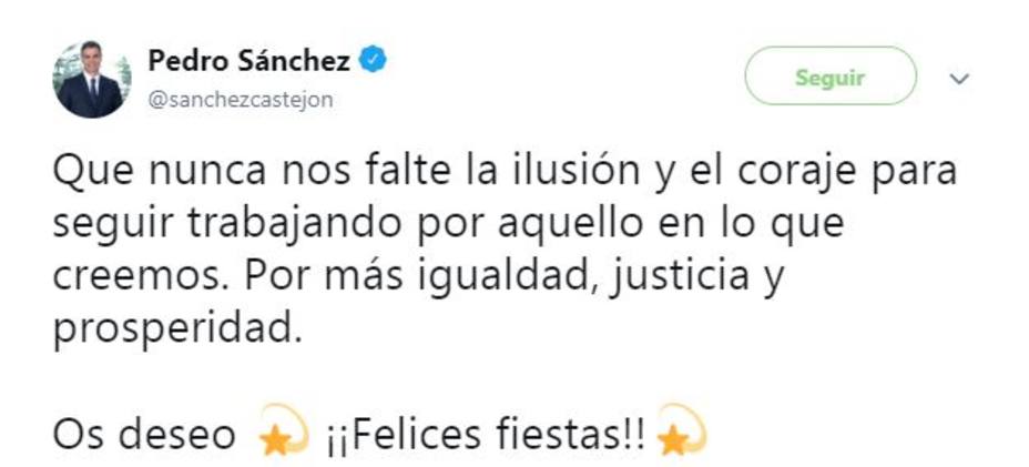 El Gobierno de Sánchez omite la palabra Navidad en su felicitación