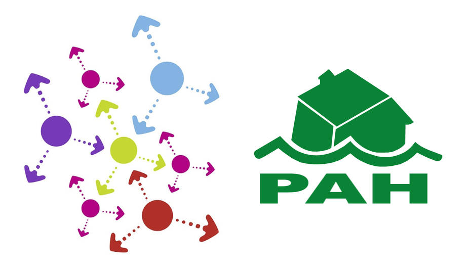 Logos de PAH y Stop Desahucios de la Red de Apoyo Mutuo de Ferrolterra