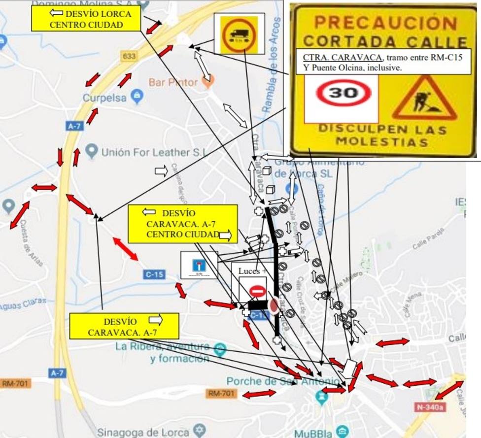 Medidas especiales de circulación entre Vieja del Pantano y la de Caravaca
