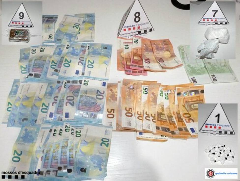 Dinero en efectivo y droga intervenida en el opertaivo en el barrio de Sant Salvador, Tarragona
