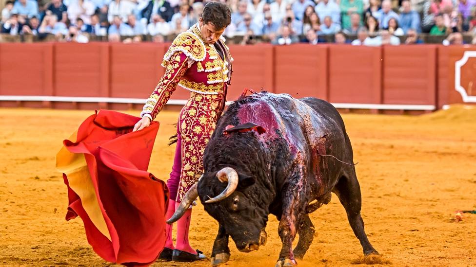 Daniel Luque ante Príncipe, el toro de El Parralejo al que ha desorejado este jueves en Sevilla