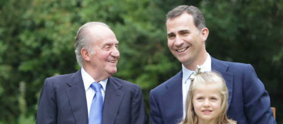 Don Juan Carlos, el Príncipe Felipe y la Infanta Leonor