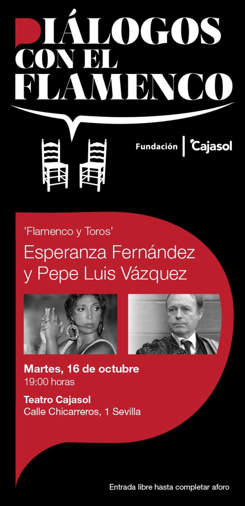 Cajasol.- Esperanza Fernández y Pepe Luis Vázquez protagonizan este martes el ciclo Diálogos con el flamenco