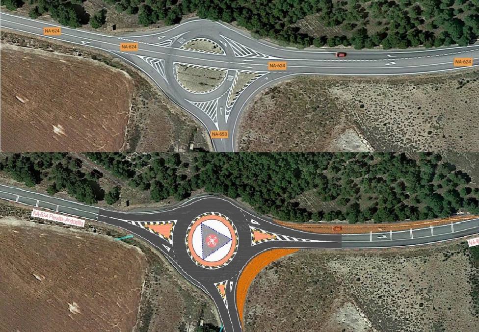 La rotonda para el cruce entre Peralta, San Adrián y Andosilla estará lista en dos meses y medio