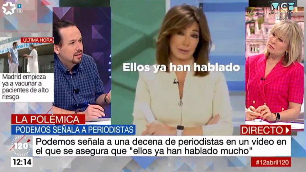 Pablo Iglesias señala a Ana Rosa y Mónica López