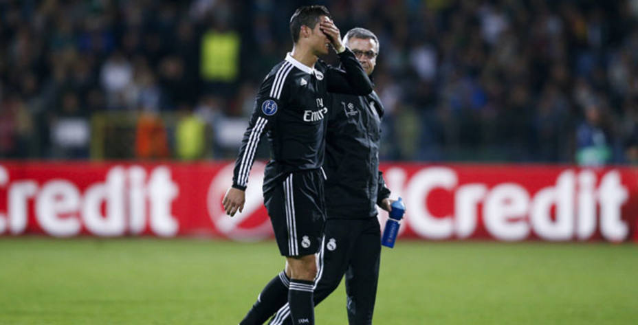 Cristiano Ronaldo, lesionado ante el Ludogorets. REUTERS