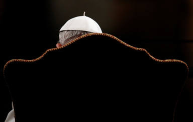 Pope Francis leads the Via Crucis (Way of the Cross) procession during Good Friday celebrations at the Colosseum in Rome