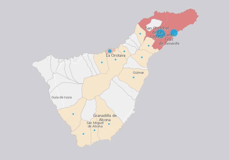 Municipios con coronavirus en Tenerife