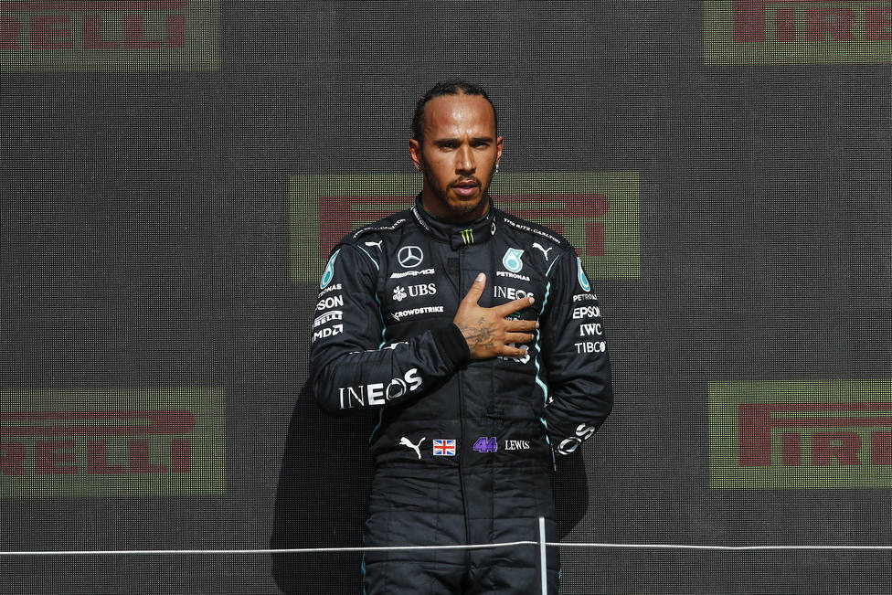 Lewis Hamilton tras ganar en Silverstone.