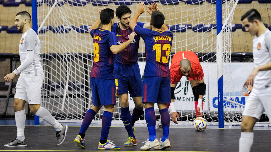 El Barcelona Lassa celebra la victoria ante el Knooppunt (FOTO: FC Barcelona)