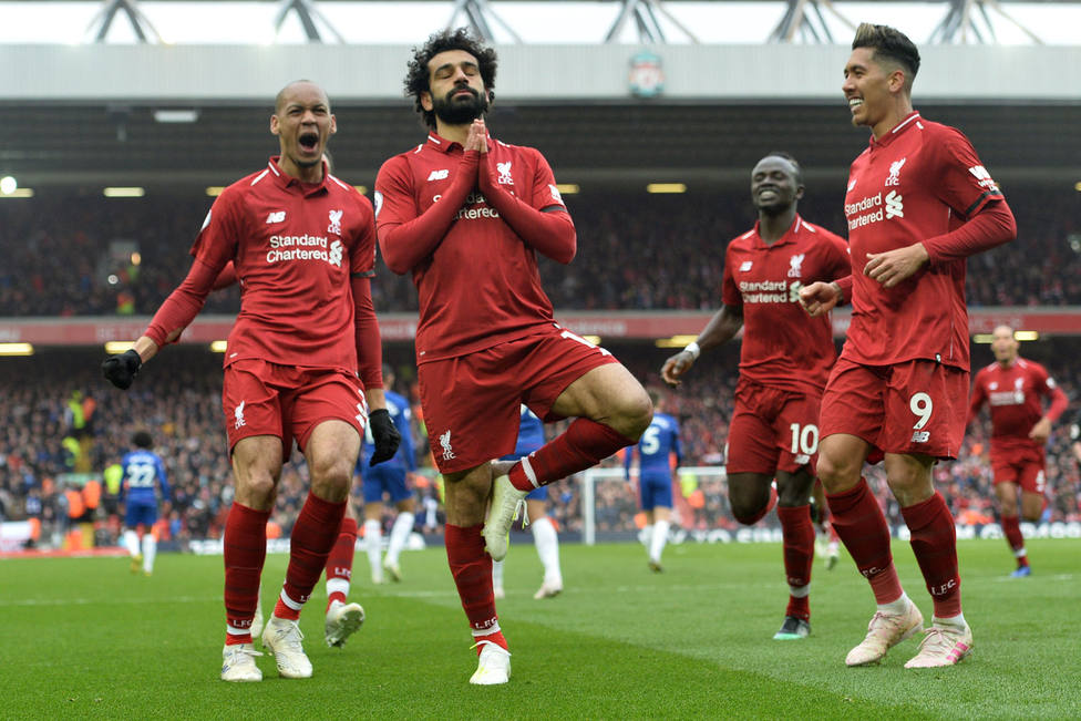 Salah celebra su gol al Chelsea (EFE)