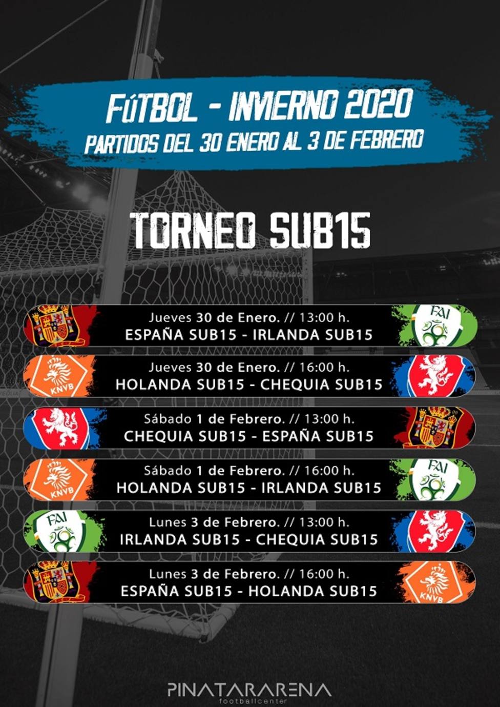 Las selecciones sub15 de España, Chequia, Holanda y República de Irlanda jugarán el Torneo de Pinatar Arena