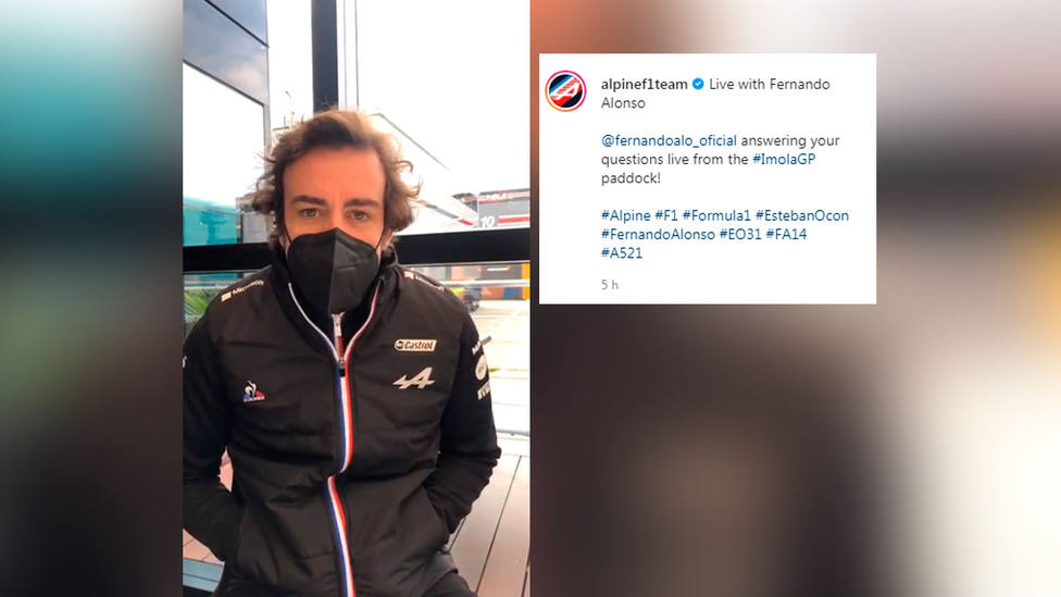 Fernando Alonso, durante el Instagram Live de su escudería Alpine F1