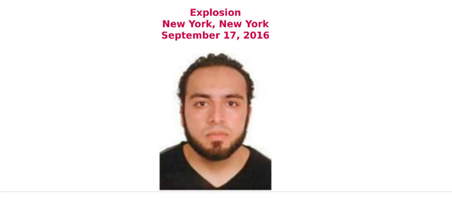 Imagen que ha distribuido el FBI de Ahmad Khan Rahami, sospechos de colocar la bomba en Nueva York. REUTERS