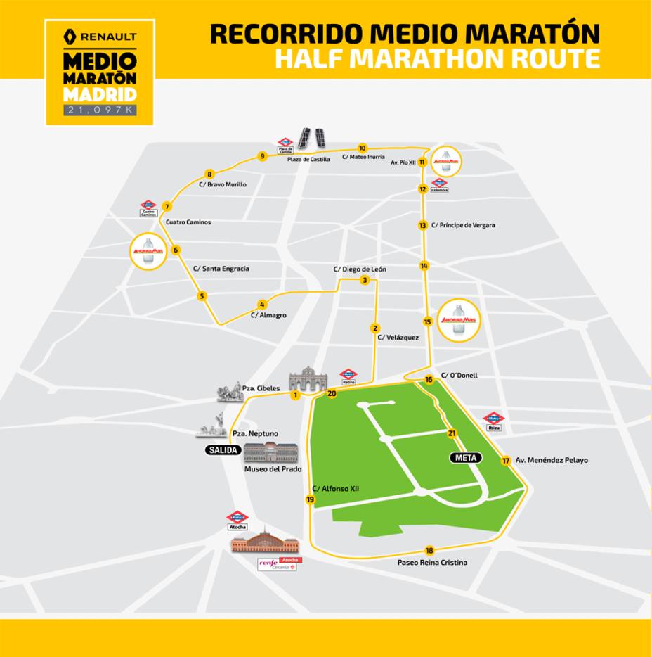 El recorrido del Medio Maratón de Madrid de 2017. www.mediomaratonmadrid.es