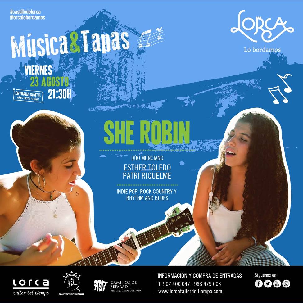 El dúo murciano “She Robin” actuará este próximo viernes 23 de agosto en el Castillo de Lorca