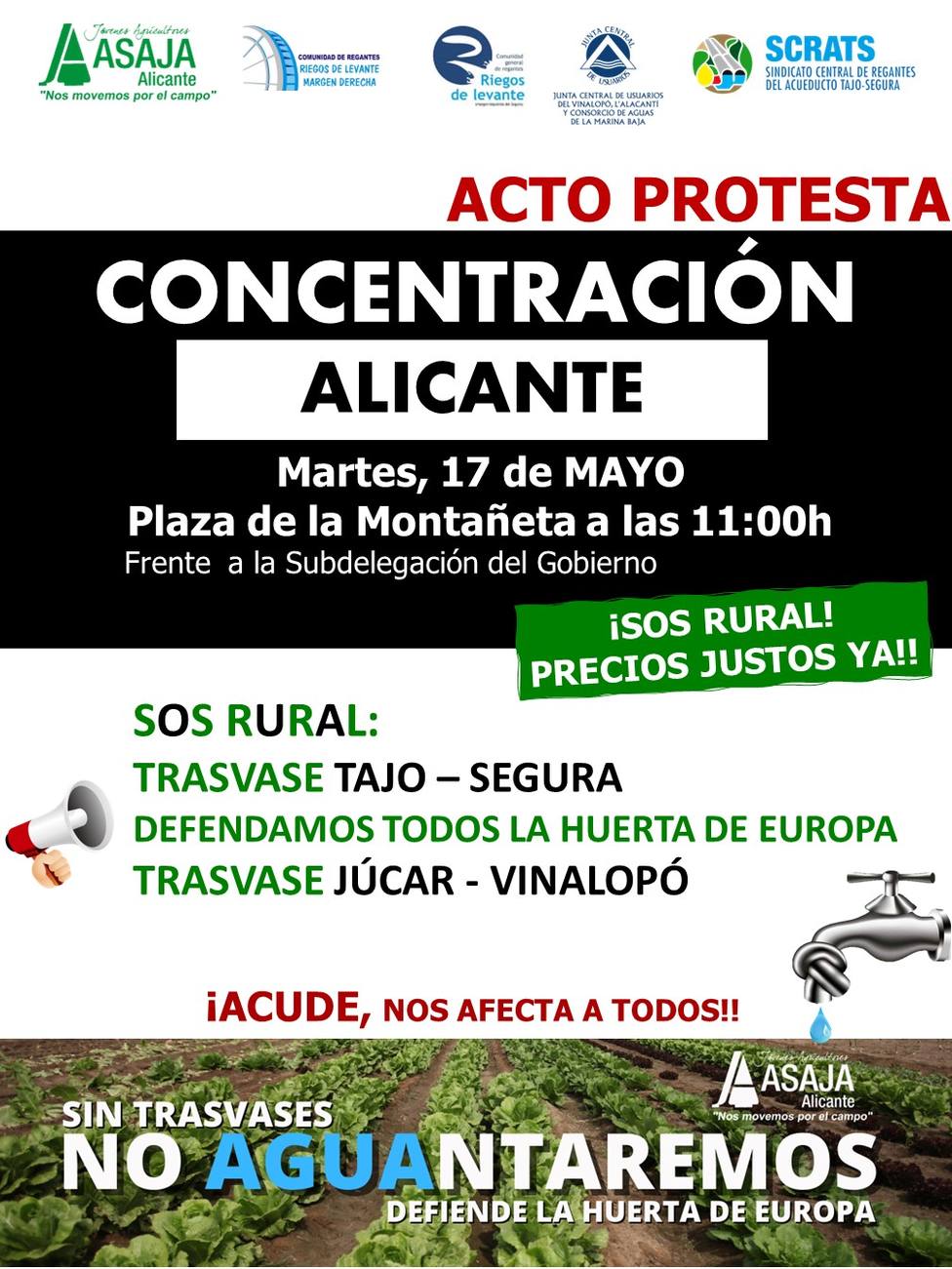 Los agricultores tomarán este martes el centro de Alicante por la supervivencia del campo