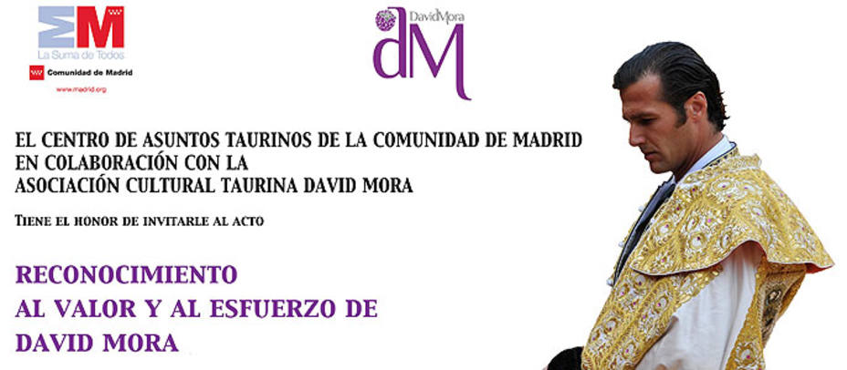 Cartel del acto homenaje que recibirá David Mora este miércoles en la plaza de Las Ventas