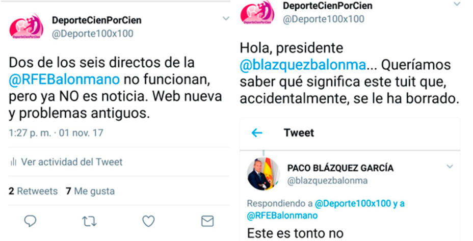 Blázquez insulta en Twitter al Director de deportecienporcien