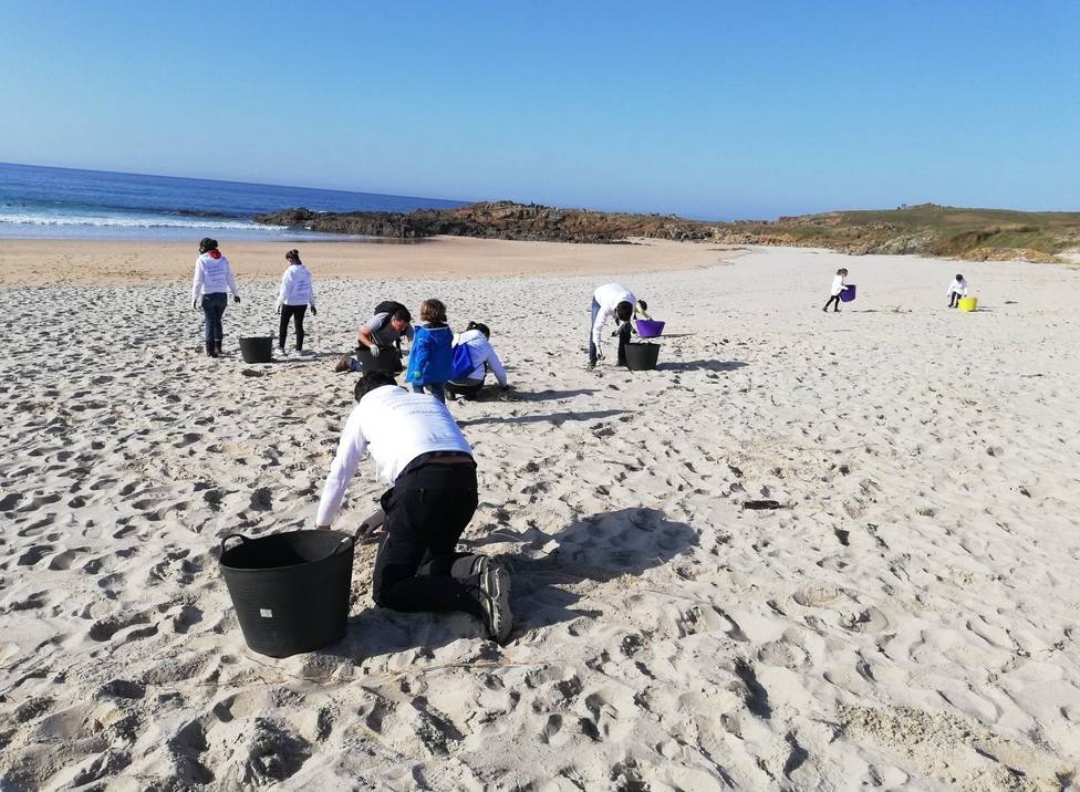 Programa de voluntariado ambiental de Abanca en la playa de Doniños - FOTO: ABANCA