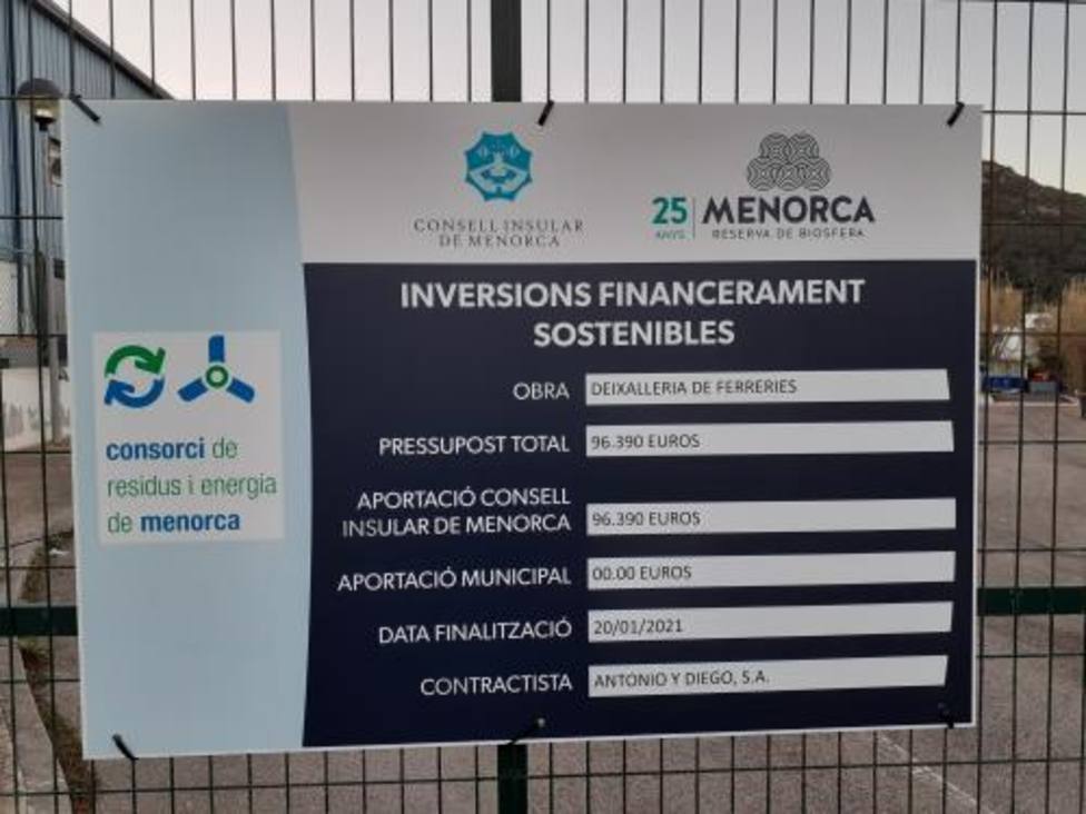 El Consorcio de Residuos y Energía de Menorca finaliza las obras de mejora de la recogida de Ferreries