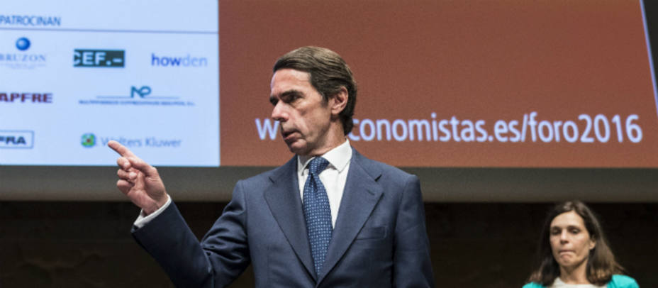 José María Aznar durante la conferencia que pronunció el pasado viernes. EFE