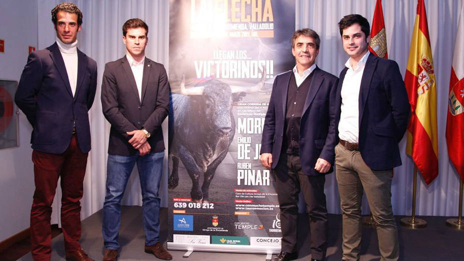 Morenito de Aranda, Rubén Pinar, Victorino Martín y Nacho de la Viuda en la presentación del cartel