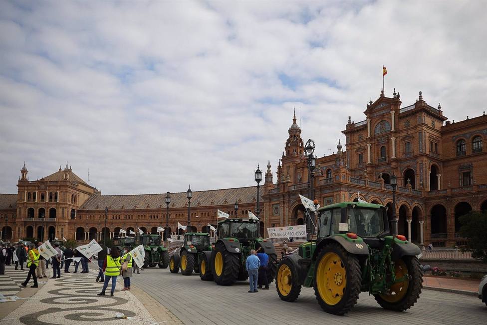 Sevilla.- Unos 600 agricultores y ganaderos y una decena de tractores rechazan la convergencia brusca de la PAC
