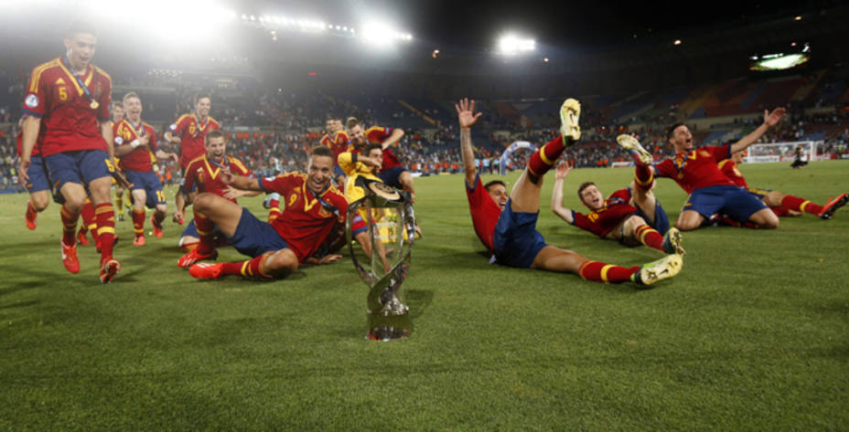 Los jugadores de Lopetegui, exultantes tras ganar la final a Italia (Reuters)