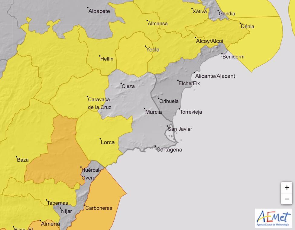 MeteorologÃ­a actualiza sus avisos de fenÃ³menos adversos de nivel amarillo, que estarÃ¡n activos hasta las 18.00 horas
