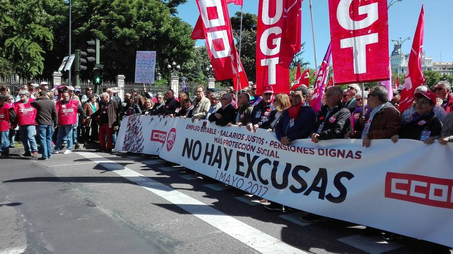 Cabecera de la manifestación del 1 de mayo en Madrid.