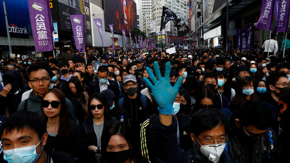 La marcha multitudinaria en Hong Kong