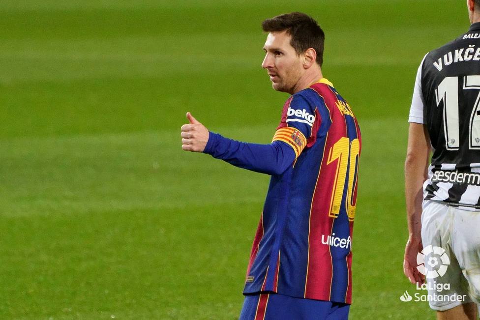 Messi celebra el 1-0 ante el Levante UD