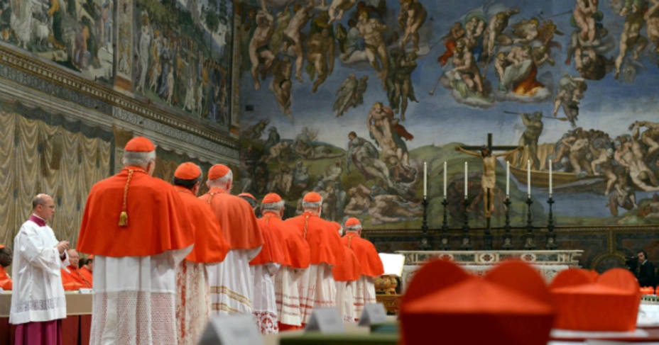 Los cardenales, antes del comienzo del Cónclave. Foto: EFE.
