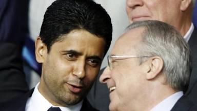 Nasser Al-Khelaïfi y Florentino Pérez durante el Real Madrid - PSG