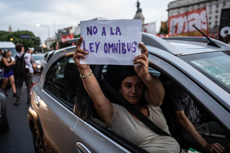 Protestas contra la ley ómnibus en Buenos Aires