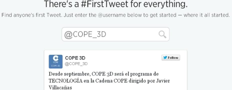La prueba en el primer tuit de COPE 3D