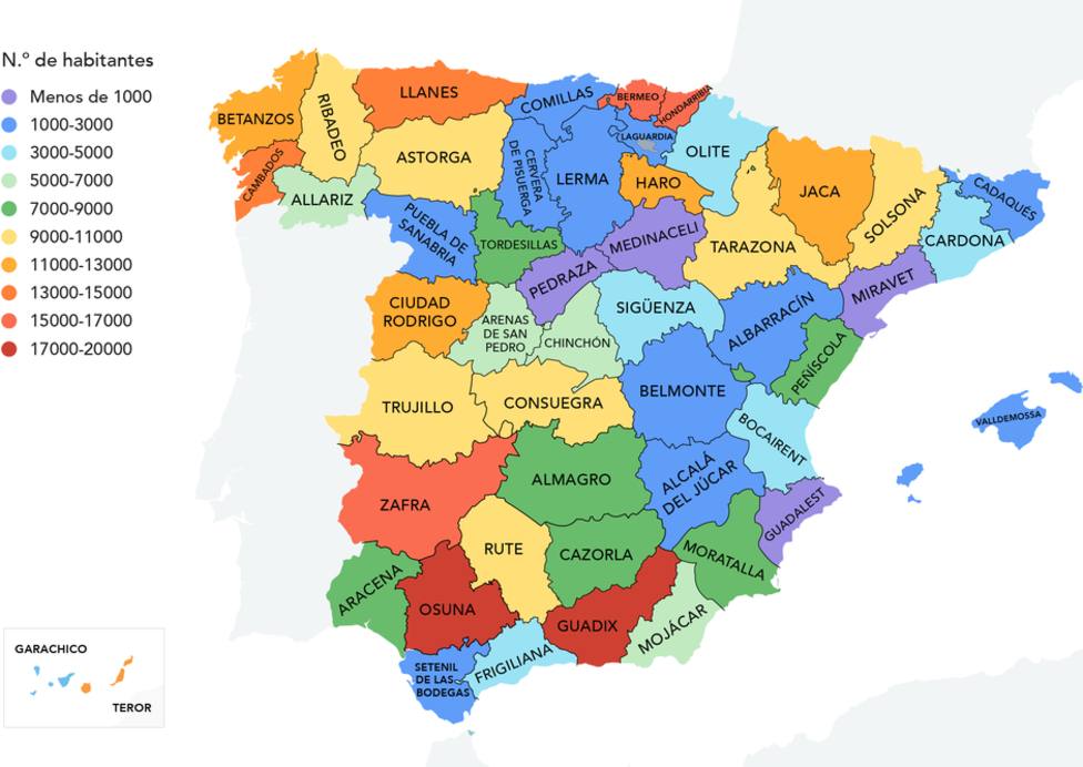 Este es el curioso mapa del pueblo más popular de cada provincia española