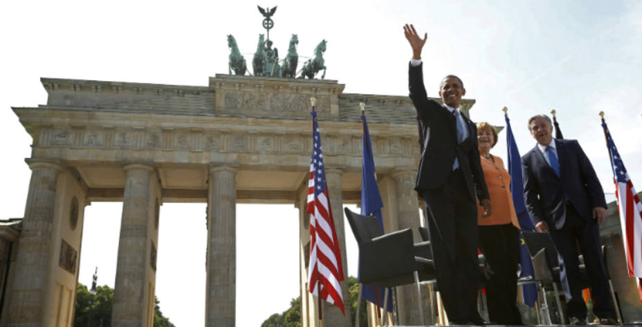 Barack Obama en la Puerta de Brandenburgo. REUTERS