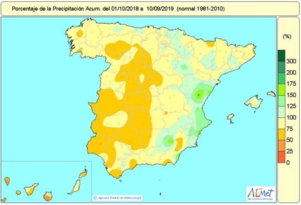 El déficit de lluvias en este año hidrológico sigue en un 15% en el conjunto de España, a falta de contar la última DANA