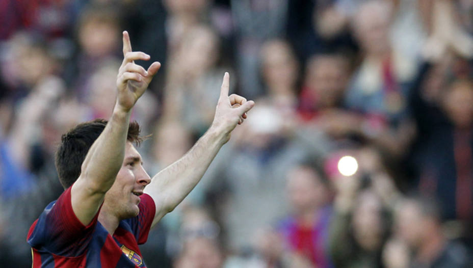 Messi, tras marcar el hat-trick ante Osasuna (Reuters)