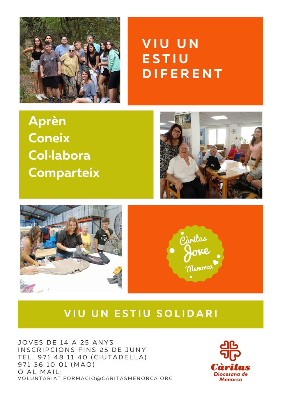 apúntate al programa Verano Solidario deCáritas Joven de Menorca.