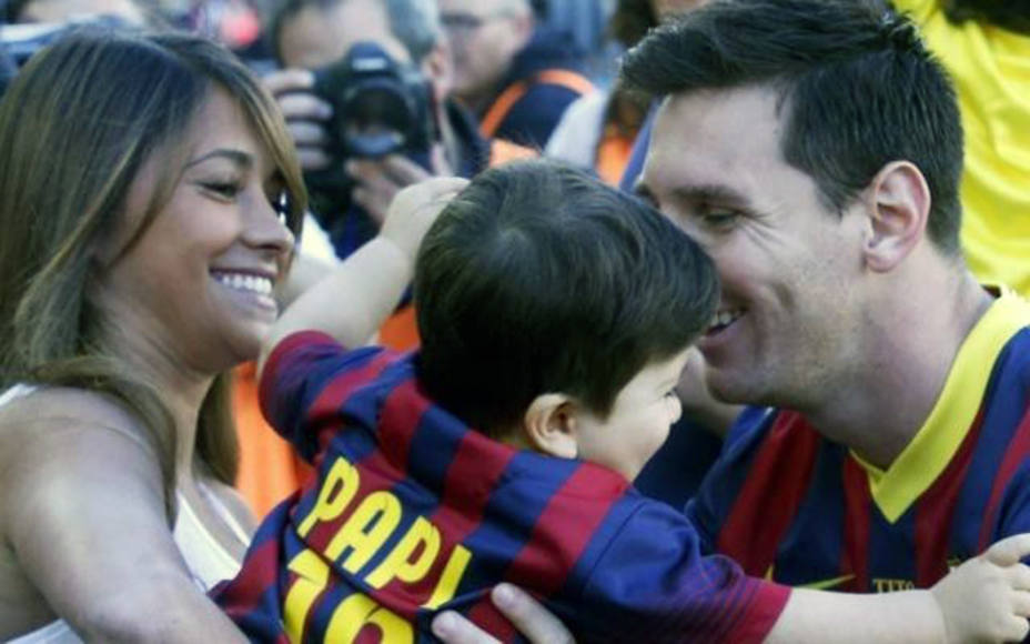 Leo Messi, con su mujer Antonella y su hijo Thiago