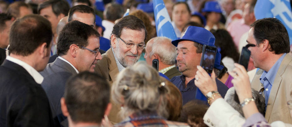 Mariano Rajoy durante el acto electoral en Cuenca. PP